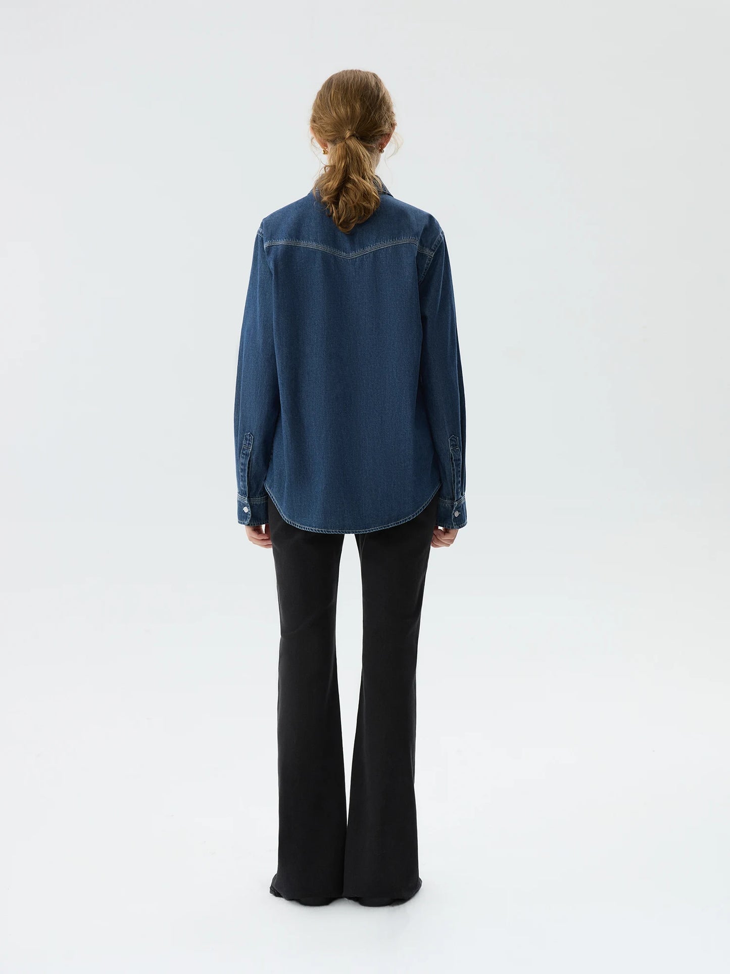 Dark Blue Denim Long Sleeve Shirts