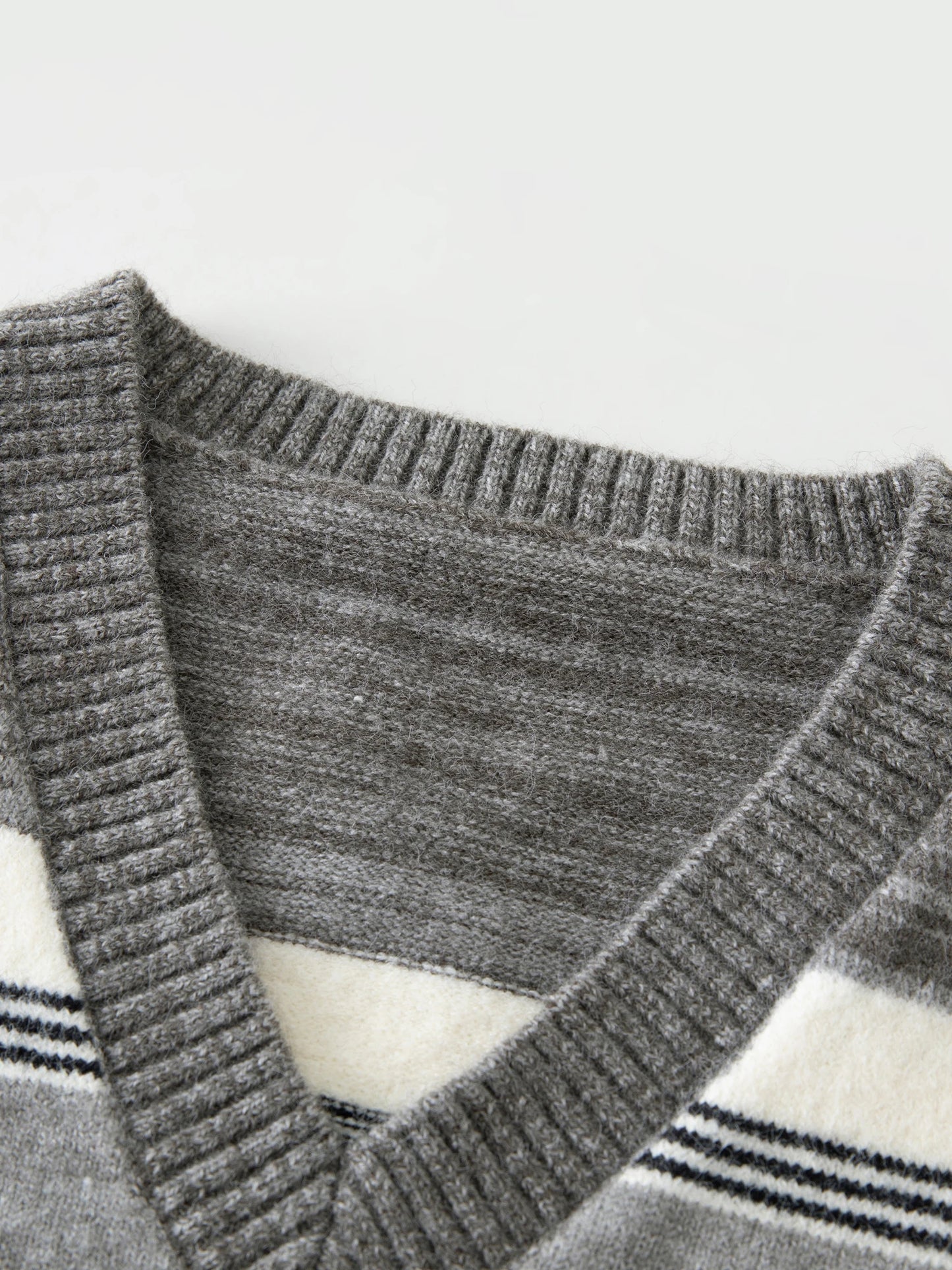V-Neck Grey Striped Vest