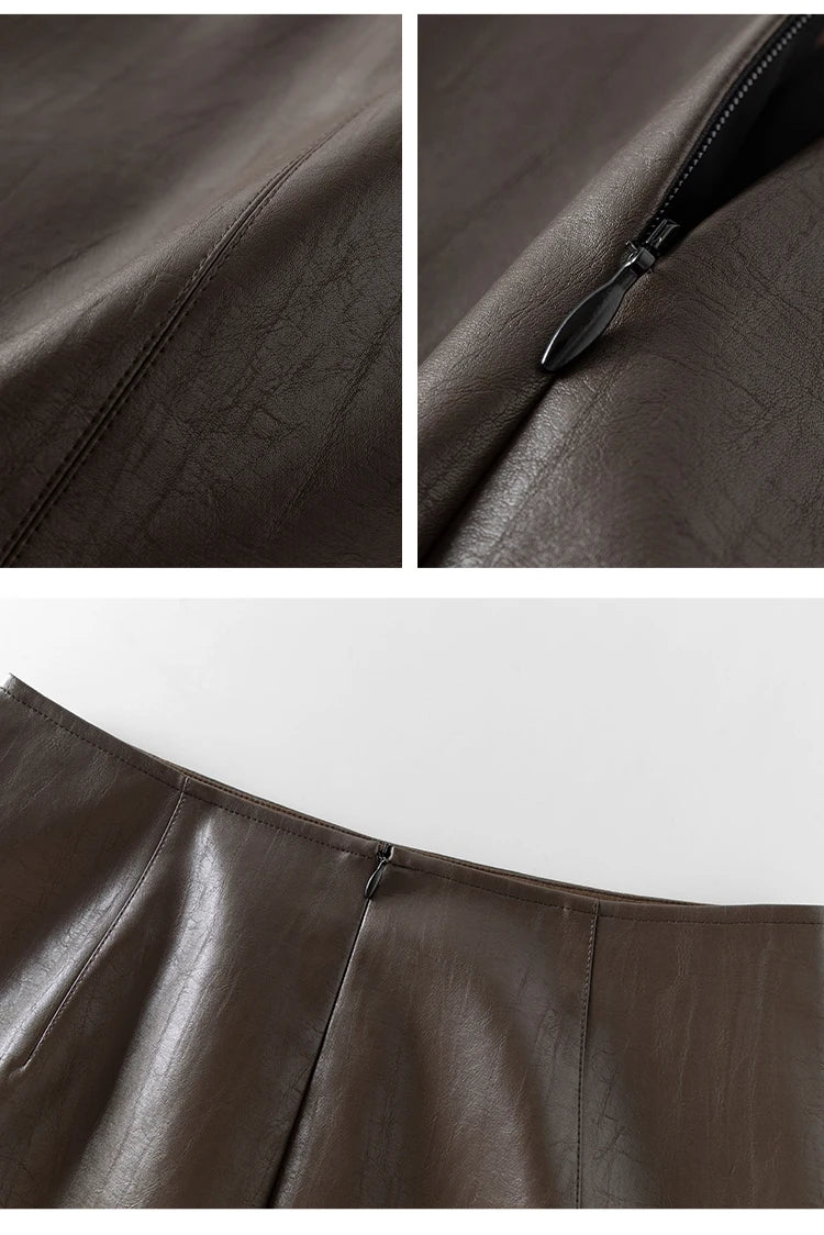 Brown Leather Skirt