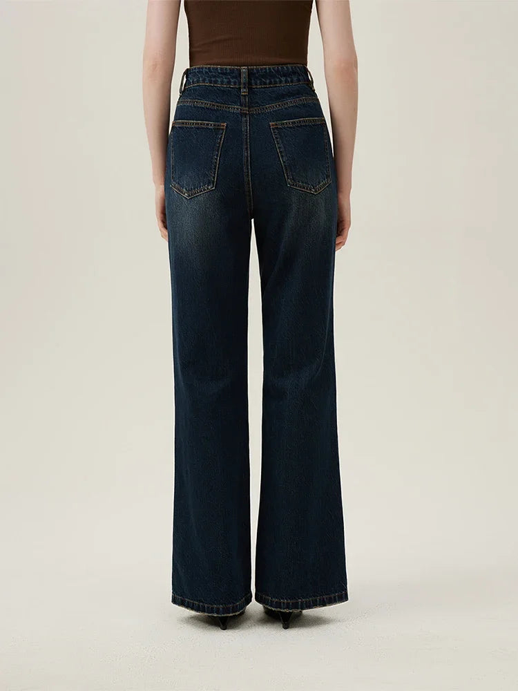 Dark Blue High Waist Casual Jeans