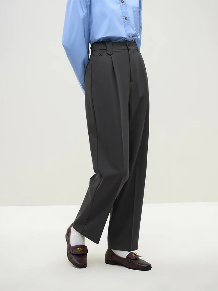 High Waist Straight Leg Suit Pants