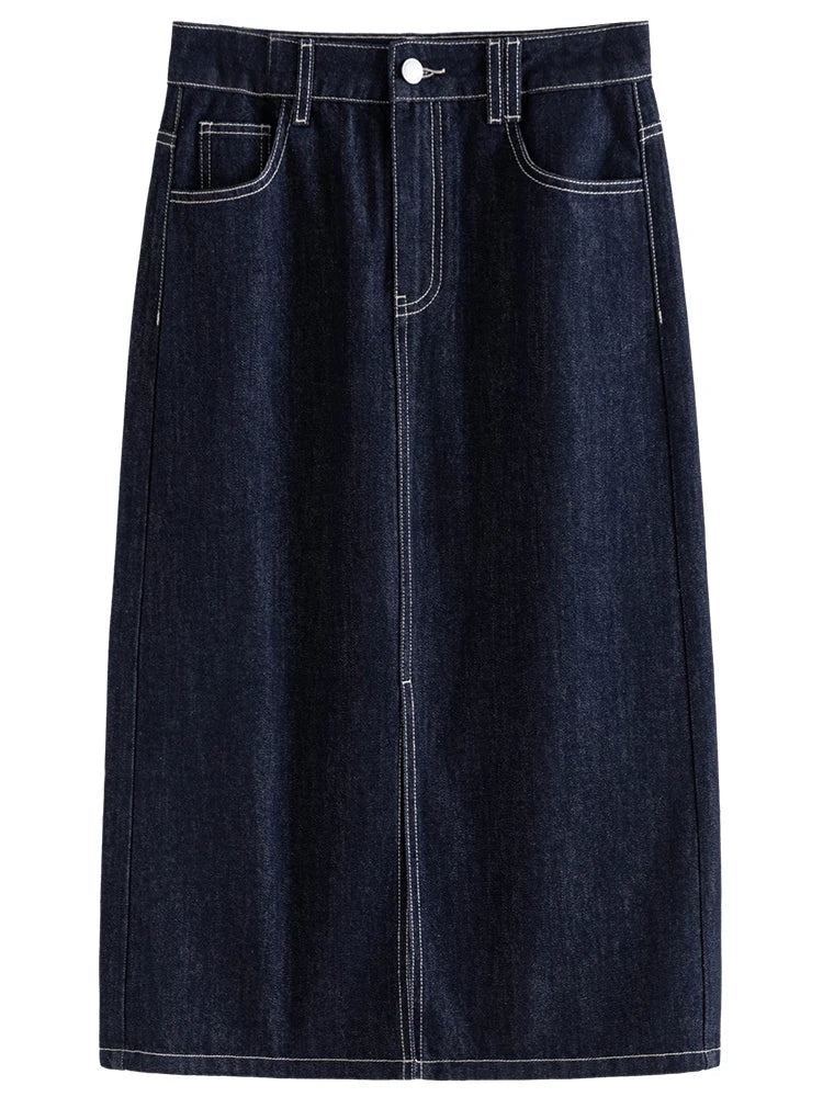 Casual Denim Short Coat With Skirt Suit