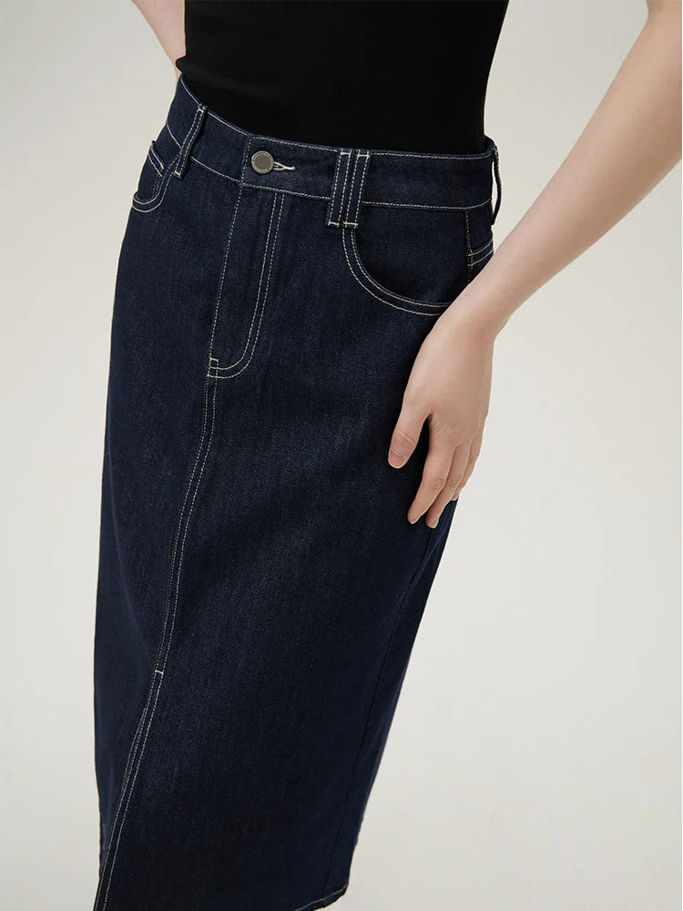 Casual Denim Short Coat With Skirt Suit