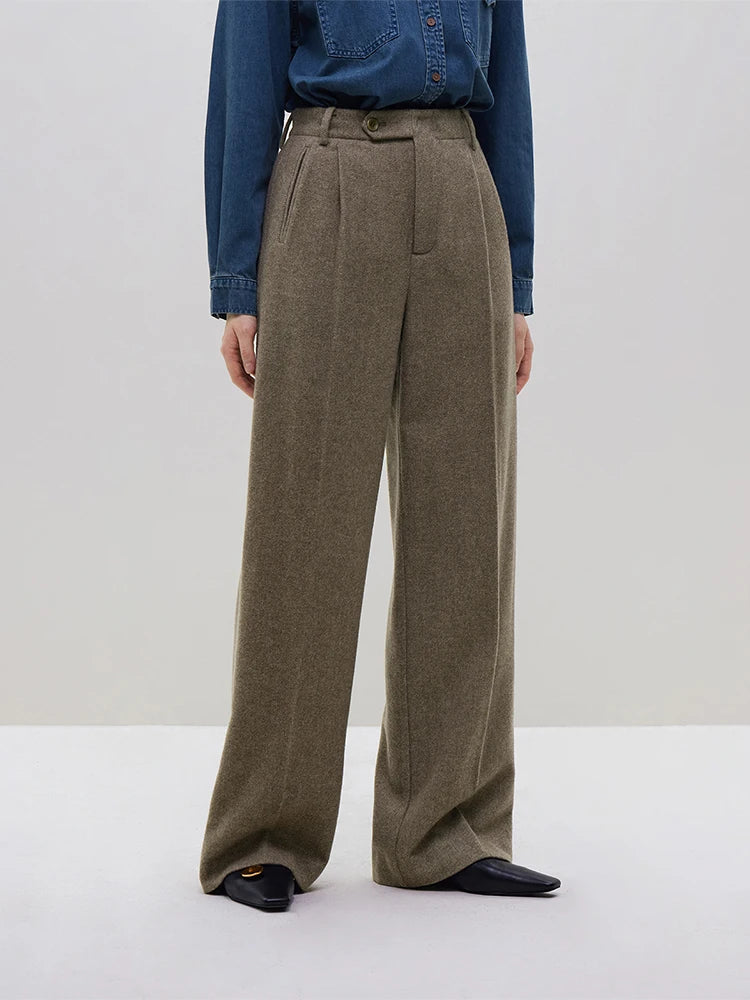 Wool Straight Casual Pants