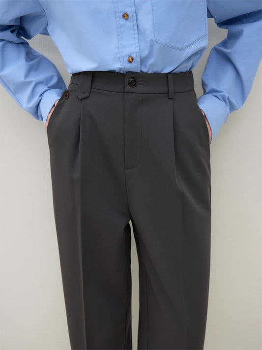 High Waist Straight Leg Suit Pants