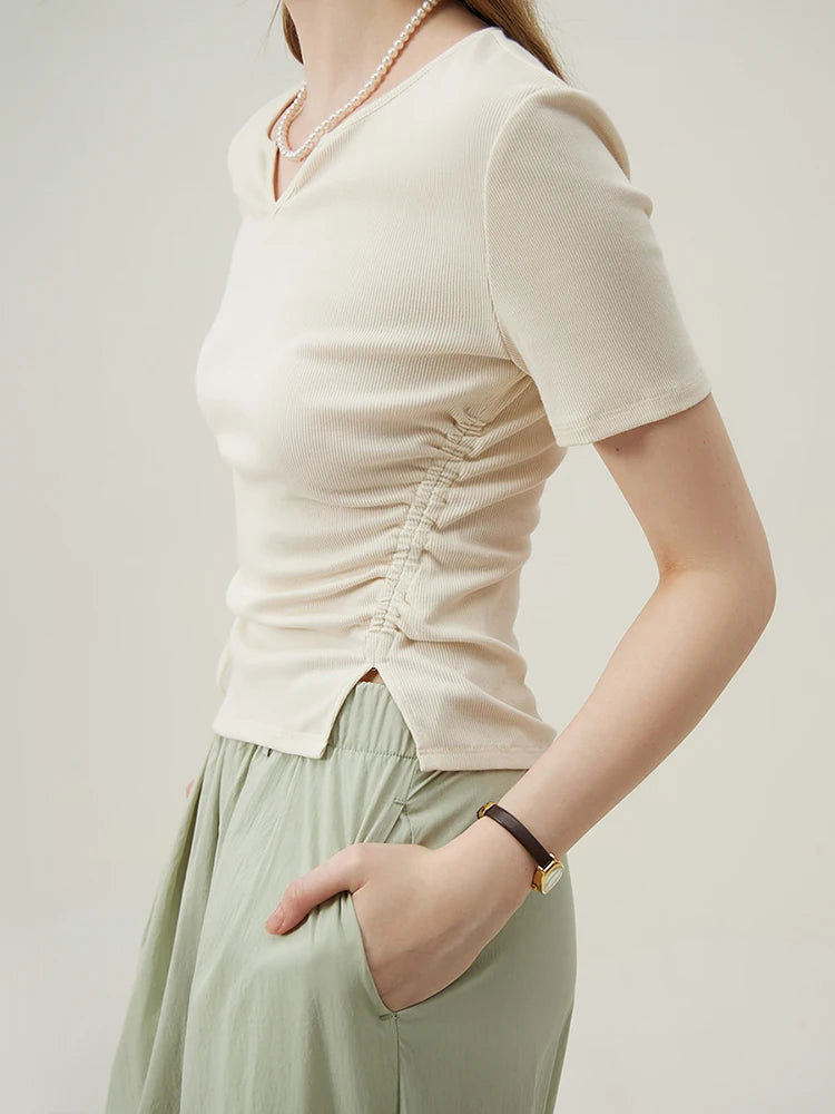 Straight Shoulder Knitted T-Shirt