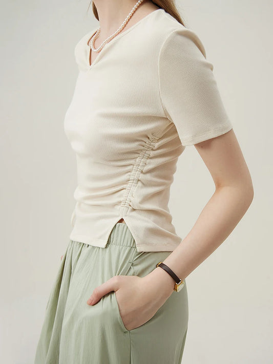 Straight Shoulder Knitted T-Shirt