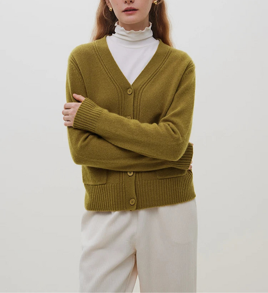 V-neck Wool Knitted Cardigan